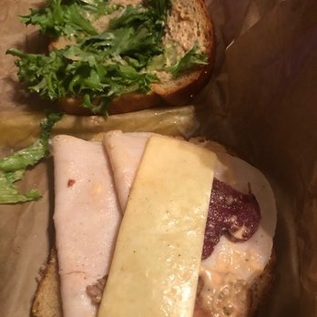 Panera Bread - The sandwich had tomatoes, although I had asked for no tomatoes.  I picked them off. Look at this poor excuse for a sandwich! - Sandwiches Near Me - Frankfort, Kentucky