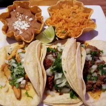 Madero Cantina - Three tacos a side of rice and refried beans - Mexican Near Me - Murrysville, Pennsylvania Madero Cantina - Three tacos a side of rice and refried beans - Mexican Near Me - Murrysville, Pennsylvania