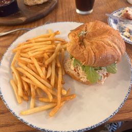 Chicken Salad on a croissant . Chicken Salad on a croissant .