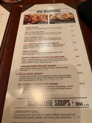 Menu photo 8 LongHorn Steakhouse Victor, NY