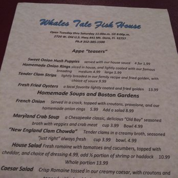 Whale's Tale - Seafood Near Me - Mount Dora, Florida Whale's Tale - Seafood Near Me - Mount Dora, Florida