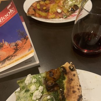 Kaos Pizzeria - Not pictured: beet salad (Amazing!!); Pizza: Chicken Pesto & Pepperoncini - Pizza Near Me - Denver, Colorado