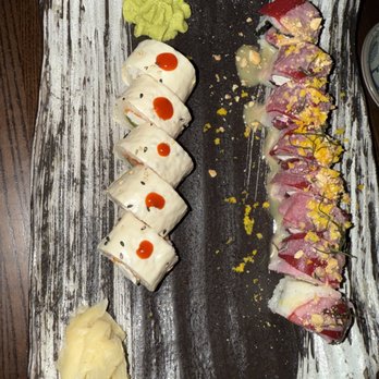 Blue Sushi Sake Grill - Unami Maki (left), Eden Roll (right) - Sushi Bars Near Me - Denver, Colorado Blue Sushi Sake Grill - Unami Maki (left), Eden Roll (right) - Sushi Bars Near Me - Denver, Colorado