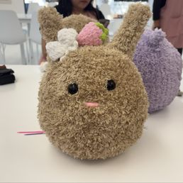 beige bunny with bow & strawberry beige bunny with bow & strawberry
