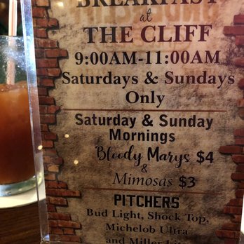 Undercliff Grill & Bar - Saturday & Sunday - Bloody Marys $4, Mimosas $3 - American Near Me - Joplin, Missouri Undercliff Grill & Bar - Saturday & Sunday - Bloody Marys $4, Mimosas $3 - American Near Me - Joplin, Missouri