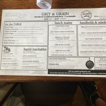 Grit + Grain - Menu - Southern Near Me - Richmond Hill, Georgia Grit + Grain - Menu - Southern Near Me - Richmond Hill, Georgia