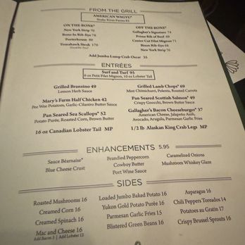 Gallagher's Steakhouse - Classic Dinner Menu - Steakhouses Near Me - Las Vegas, Nevada