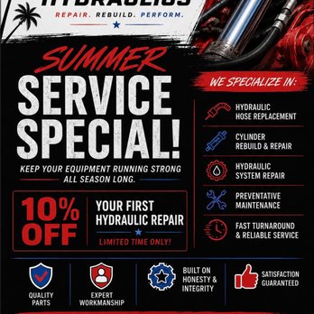 TLR Hydraulics - Summer Service Special now through Labor Day! 10% OFF your first hydraulic repair. Give us a call today to schedule! 760-744-9350 - Metal Fabricators Near Me - San Marcos, California TLR Hydraulics - Summer Service Special now through Labor Day! 10% OFF your first hydraulic repair. Give us a call today to schedule! 760-744-9350 - Metal Fabricators Near Me - San Marcos, California