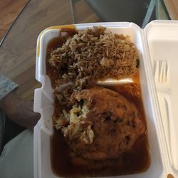 China House - Chicken Egg Foo Young lunch special.  Comes with egg roll