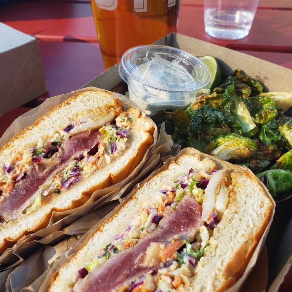 Gott's St. Helena - Ahi Burger ~ $16.99, Fried Brussels Sprouts ~ $6.99 - Burgers Near Me - Saint Helena, California Gott's St. Helena - Ahi Burger ~ $16.99, Fried Brussels Sprouts ~ $6.99 - Burgers Near Me - Saint Helena, California