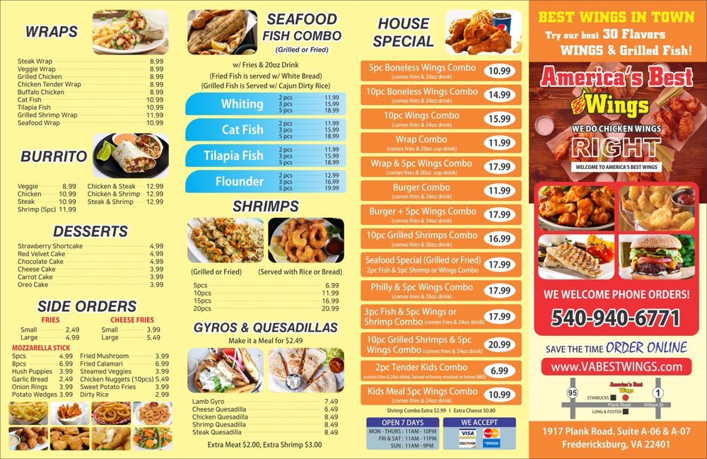 AMERICA’S BEST WINGS Chicken Wings 1917 Plank Rd, Fredericksburg