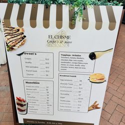 Creperia El Chisme - Menu