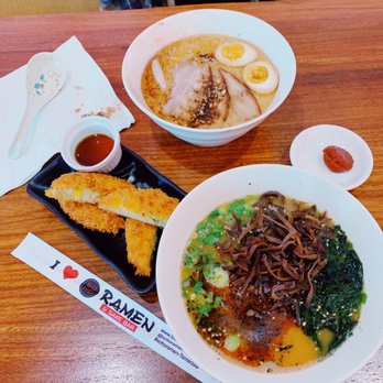 Soho Ramen and Sake Bar - Vegan Ramen (bottom) and Tonkotsu Ramen (top) - Ramen Near Me - Temecula, California Soho Ramen and Sake Bar - Vegan Ramen (bottom) and Tonkotsu Ramen (top) - Ramen Near Me - Temecula, California
