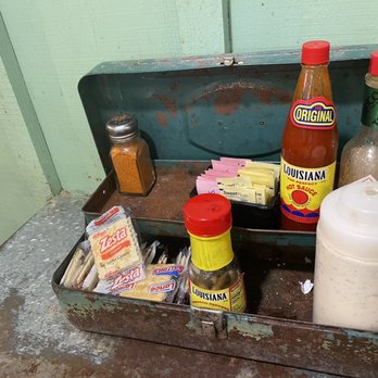 Hush Puppies - Condiments in tackle box :) - Seafood Near Me - Henderson, Texas Hush Puppies - Condiments in tackle box :) - Seafood Near Me - Henderson, Texas