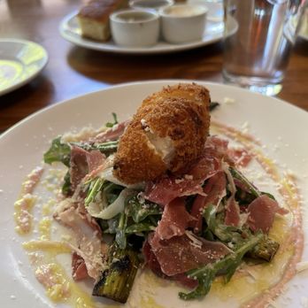Horno Restaurant - Goat cheese croquette salad with arugula, grilled asparagus, and prosciutto- yum! - Gastropubs Near Me - Santa Fe, New Mexico Horno Restaurant - Goat cheese croquette salad with arugula, grilled asparagus, and prosciutto- yum! - Gastropubs Near Me - Santa Fe, New Mexico