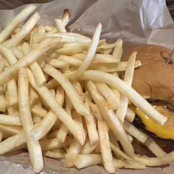 The Passport - Royale smashburger with fries. - Cocktail Bars Near Me - Denver, Colorado