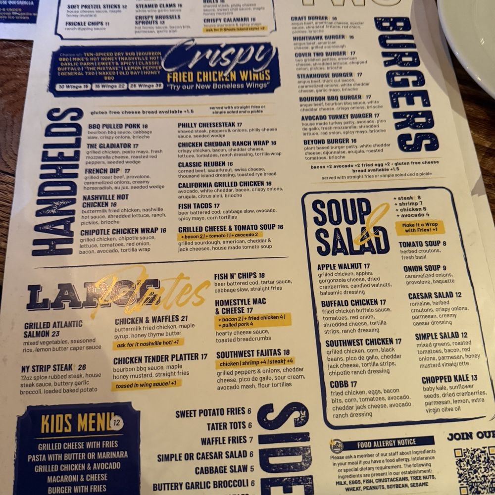 Cover Two - Menu - American Near Me - Newtown, Connecticut