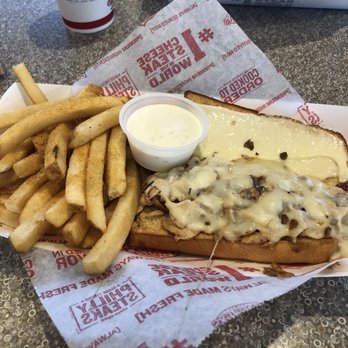 Charleys Cheesesteaks - $5.29 special! Small Chicken Philly + Fries! I get mine with just mayo, cheese, & mushrooms. Basic AF but good! - Steakhouses Near Me - Norfolk, Virginia Charleys Cheesesteaks - $5.29 special! Small Chicken Philly + Fries! I get mine with just mayo, cheese, & mushrooms. Basic AF but good! - Steakhouses Near Me - Norfolk, Virginia