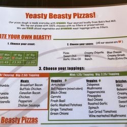 Yeasty Beasty - Menu