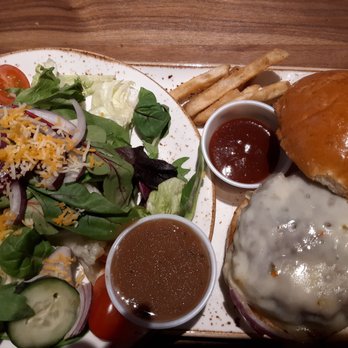 Twenty-Four 7 - Pepper Jack burger and a side salad. - American Near Me - Black Hawk, Colorado Twenty-Four 7 - Pepper Jack burger and a side salad. - American Near Me - Black Hawk, Colorado