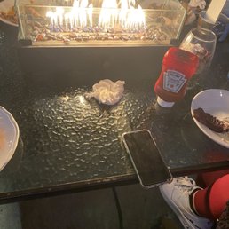 NOT safe fireplace on our table.