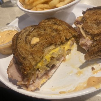 Chris' Pancake & Dining - Turkey melt with 1000 island and Swiss cheese. - Breakfast & Brunch Near Me - St. Louis, Missouri Chris' Pancake & Dining - Turkey melt with 1000 island and Swiss cheese. - Breakfast & Brunch Near Me - St. Louis, Missouri