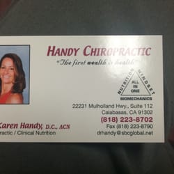 Karen Handy, DC - Business card with new address.