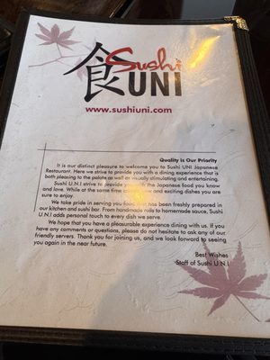 Menu photo 2 Sushi UNI Lenexa, KS