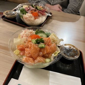Fremont Bowl - Salmon Poke (near) Poke Bowl (far) - Japanese Near Me - Seattle, Washington
