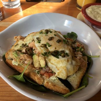 Ruby Slipper Midcity - Hot Salmon Avocado Toast with choice of egg. - Breakfast & Brunch Near Me - New Orleans, Louisiana Ruby Slipper Midcity - Hot Salmon Avocado Toast with choice of egg. - Breakfast & Brunch Near Me - New Orleans, Louisiana