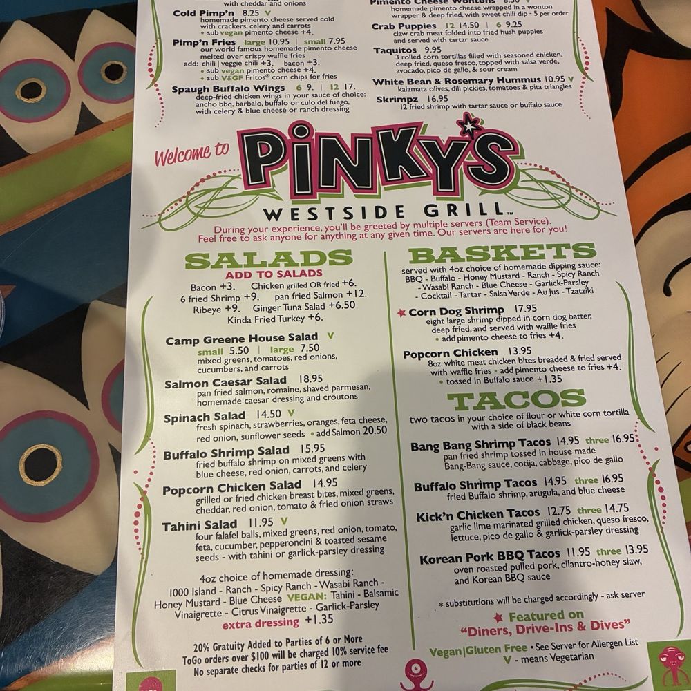 Pinky's Westside Grill - Menu - Burgers Near Me - Charlotte, North Carolina