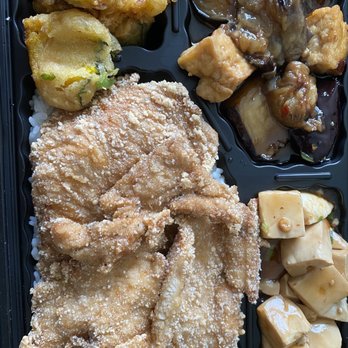 BentoLicious - Fried pork chip with tofu, eggplant and fried pumkin - Taiwanese Near Me - Pleasanton, California