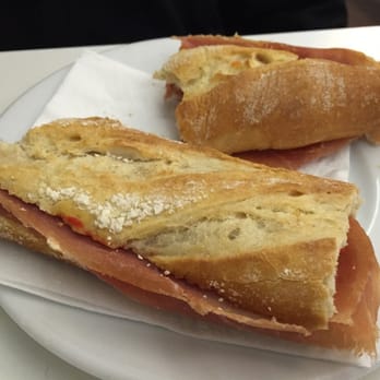 Vall Douro - Ham and cheese baguette sandwich (bocadillo) - Spanish Near Me - Barcelona, B