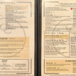 Carlton Corners - Interior menu July 8 2023