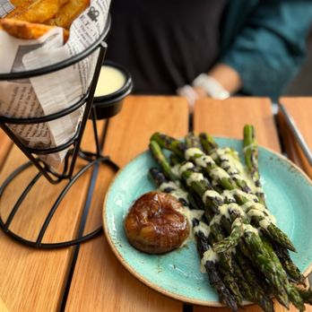 Sage Leaf - Asparagus and duck fat fries - American Near Me - Reno, Nevada