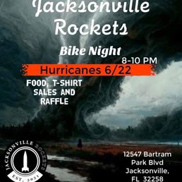Event banner and Jacksonville Rockets Logo