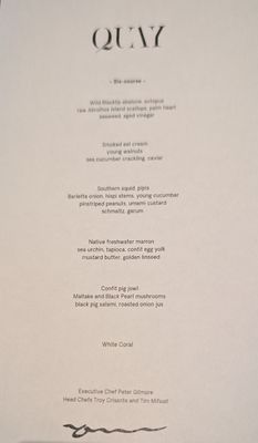 Menu photo 2 Quay Restaurant Sydney, NSW