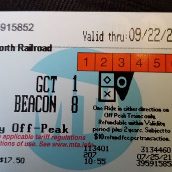 MTA Metro-North Beacon Station - One way Off-Peak ticket - Metro Stations Near Me - Beacon, New York