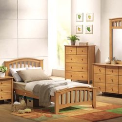Oak Discounters - Twin bed in maple