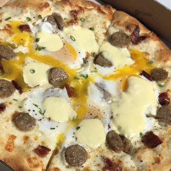 MIA Kitchen & Bar - Breakfast pizza ordered to go by the way. Came out great. - New American Near Me - Delray Beach, Florida MIA Kitchen & Bar - Breakfast pizza ordered to go by the way. Came out great. - New American Near Me - Delray Beach, Florida