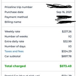 Dollar Car Rental - Receipt rental car