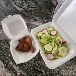 Tipicos Dona Juanita - 1/4 chicken and salad. Total rip-off! Didn't even get my second side. This place is awful.