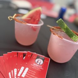 Rebecca Woodcock Currey - JRP Realty Group - Summertime watermelon spritzers and business cards a great combination.