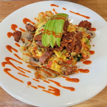 Broken Yolk Cafe - Spicy Vegan with Just Egg and Beyond Spicy Sausage - American Near Me - Phoenix, Arizona Broken Yolk Cafe - Spicy Vegan with Just Egg and Beyond Spicy Sausage - American Near Me - Phoenix, Arizona