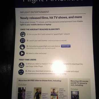 Alaska Airlines - Alaska Air's WiFi options. There is free online entertainment through any WiFi capable device. - Airlines Near Me - Anchorage, Arkansas