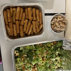 Chicken Holiday - Chicken Caesar salad, and mozzarella sticks