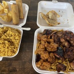 General Tso's chicken, Bourbon chicken, lo mein, fried rice, crab Rangoon, egg rolls, & dumplings General Tso's chicken, Bourbon chicken, lo mein, fried rice, crab Rangoon, egg rolls, & dumplings