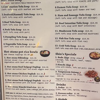Shin’s Tofu - Menu - Korean Near Me - San Jose, California Shin’s Tofu - Menu - Korean Near Me - San Jose, California