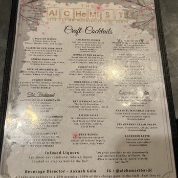 The Alchemist DC - Menu - Speakeasies Near Me - Washington, DC, District of Columbia