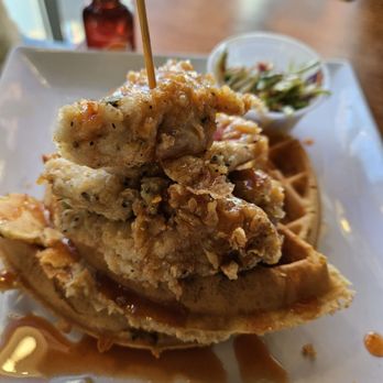 Press on Monmouth - Hot honey chicken waffle - Sandwiches Near Me - Newport, Kentucky Press on Monmouth - Hot honey chicken waffle - Sandwiches Near Me - Newport, Kentucky